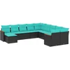 Image de vidaXL - 11-delige - tuinbankset - met - kussens, - zwart - polyrotan
