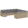 Image de vidaXL - 12-delige - Loungeset - met - kussens - poly - rattan - gemengd - beige