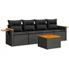 Image de vidaXL - 5-delige - Loungeset - met - kussens - poly - rattan - zwart