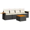Image de vidaXL - 5-delige - Loungeset - met - kussens - poly - rattan - zwart