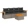 Image de vidaXL - 5-delige - Loungeset - met - kussens - poly - rattan - grijs