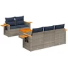 Image de vidaXL - 6-delige - Loungeset - met - kussens - poly - rattan - grijs