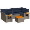 Image de vidaXL - 7-delige - Loungeset - met - kussens - poly - rattan - grijs