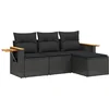 Image de vidaXL - 4-delige - Loungeset - met - kussens - poly - rattan - zwart