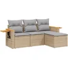 Image de vidaXL - 4-delige - Loungeset - met - kussens - poly - rattan - beige