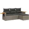 Image de vidaXL - 4-delige - Loungeset - met - kussens - poly - rattan - grijs