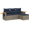 Image de vidaXL - 4-delige - Loungeset - met - kussens - poly - rattan - grijs
