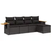 Image de vidaXL - 5-delige - Loungeset - met - kussens - poly - rattan - zwart