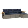 Image de vidaXL - 5-delige - Loungeset - met - kussens - poly - rattan - grijs