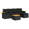 Image de vidaXL - 6-delige - Loungeset - met - kussens - poly - rattan - zwart