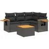 Image de vidaXL - 5-delige - Loungeset - met - kussens - poly - rattan - zwart