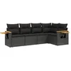 Image de vidaXL - 5-delige - Loungeset - met - kussens - poly - rattan - zwart