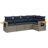 Image de vidaXL - 5-delige - Loungeset - met - kussens - poly - rattan - grijs