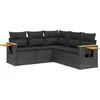Image de vidaXL - 5-delige - Loungeset - met - kussens - poly - rattan - zwart