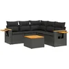 Image de vidaXL - 6-delige - Loungeset - met - kussens - poly - rattan - zwart