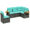 Image de vidaXL - 5-delige - Loungeset - met - kussens - poly - rattan - zwart