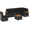 Image de vidaXL - 7-delige - Loungeset - met - kussens - poly - rattan - zwart