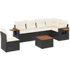 Image de vidaXL - 7-delige - Loungeset - met - kussens - poly - rattan - zwart