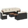 Image de vidaXL - 9-delige - Loungeset - met - kussens - poly - rattan - zwart