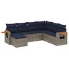 Image de vidaXL - 7-delige - Loungeset - met - kussens - poly - rattan - grijs