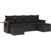 Image de vidaXL - 6-delige - Loungeset - met - kussens - poly - rattan - zwart