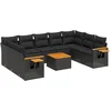 Image de vidaXL - 10-delige - Loungeset - met - kussens - poly - rattan - zwart