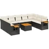 Image de vidaXL - 10-delige - Loungeset - met - kussens - poly - rattan - zwart