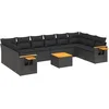 Image de vidaXL - 11-delige - Loungeset - met - kussens - poly - rattan - zwart