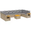 Image de vidaXL - 11-delige - Tuinset - met - kussens - poly - rattan - beige