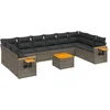 Image de vidaXL - 11-delige - Loungeset - met - kussens - poly - rattan - grijs