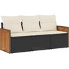 Image de vidaXL - 3-delige - Loungeset - met - kussens - poly - rattan - zwart