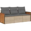 Image de vidaXL - 3-delige - Loungeset - met - kussens - poly - rattan - beige