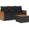 Image de vidaXL - 4-delige - Loungeset - met - kussens - poly - rattan - zwart