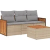 Image de vidaXL - 4-delige - Loungeset - met - kussens - poly - rattan - beige