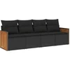 Image de vidaXL - 4-delige - Loungeset - met - kussens - poly - rattan - zwart