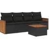 Image de vidaXL - 5-delige - Loungeset - met - kussens - poly - rattan - zwart