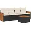Image de vidaXL - 5-delige - Loungeset - met - kussens - poly - rattan - zwart