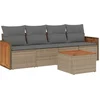 Image de vidaXL - 5-delige - Loungeset - met - kussens - poly - rattan - beige