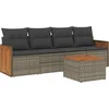 Image de vidaXL - 5-delige - Loungeset - met - kussens - poly - rattan - grijs