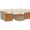 Image de vidaXL - 7-delige - Loungeset - met - kussens - poly - rattan - beige