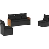 Image de vidaXL - 5-delige - Loungeset - met - kussens - poly - rattan - zwart