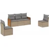 Image de vidaXL - 5-delige - Loungeset - met - kussens - poly - rattan - beige