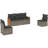 Image de vidaXL - 5-delige - Loungeset - met - kussens - poly - rattan - grijs