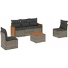 Image de vidaXL - 6-delige - Loungeset - met - kussens - poly - rattan - grijs