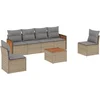 Image de vidaXL - 7-delige - Loungeset - met - kussens - poly - rattan - beige