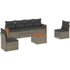 Image de vidaXL - 7-delige - Loungeset - met - kussens - poly - rattan - grijs