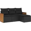 Image de vidaXL - 4-delige - Loungeset - met - kussens - poly - rattan - zwart