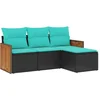 Image de vidaXL - 4-delige - tuinbankset - met - kussens, - zwart - polyrotan
