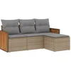 Image de vidaXL - 4-delige - Loungeset - met - kussens - poly - rattan - beige