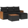 Image de vidaXL - 5-delige - Loungeset - met - kussens - poly - rattan - zwart